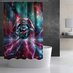 Шторка для душа Гитарист Бендер рок группы Футурама, цвет: 3D-принт — фото 2