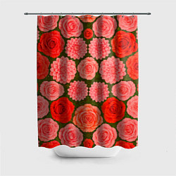 Шторка для ванной Цветочная поляна паттерн