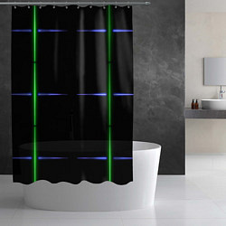 Шторка для душа Color black green purple stripes, цвет: 3D-принт — фото 2