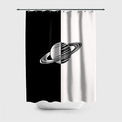 Шторка для ванной Сатурн черно-белый