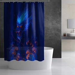 Шторка для душа Неоновый космический дракон - нейроарт, цвет: 3D-принт — фото 2