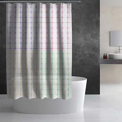 Шторка для душа Color white multicolored stripes, цвет: 3D-принт — фото 2