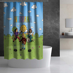 Шторка для душа Nirvana мультяшный стиль на поляне, цвет: 3D-принт — фото 2