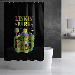 Шторка для душа Linkin Park, мультяшный стиль, цвет: 3D-принт — фото 2