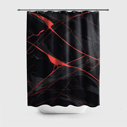 Шторка для ванной Текстура мрамора с красными полосками