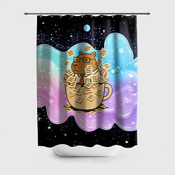 Шторка для ванной Менеджер капибара в кружке в стикерах