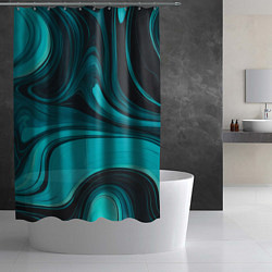 Шторка для душа Мраморный малахитовый узор из изумрудных разводов, цвет: 3D-принт — фото 2