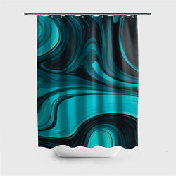 Шторка для ванной Мраморный малахитовый узор из изумрудных разводов