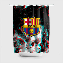Шторка для душа Barcelona огонь глитч, цвет: 3D-принт