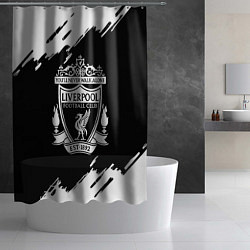 Шторка для душа Liverpool белые краски штрихи, цвет: 3D-принт — фото 2