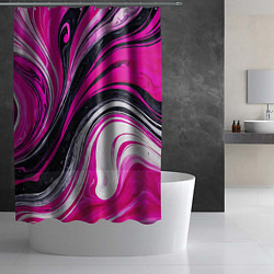 Шторка для душа Розово белая абстракция, цвет: 3D-принт — фото 2