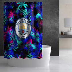 Шторка для душа Манчестер сити неоновые тропики, цвет: 3D-принт — фото 2