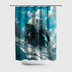 Шторка для душа Воин волк, цвет: 3D-принт
