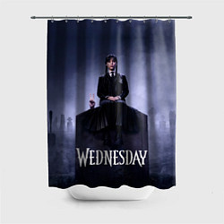 Шторка для душа Уэнсдей и вещь на могиле Wednesday, цвет: 3D-принт