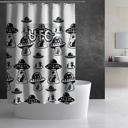 Шторка для душа UFO и котики, цвет: 3D-принт — фото 2