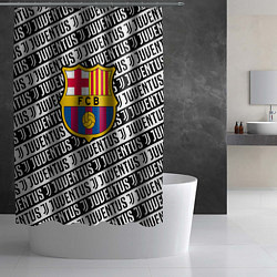 Шторка для душа Барселона х Ювентус паттерн, цвет: 3D-принт — фото 2