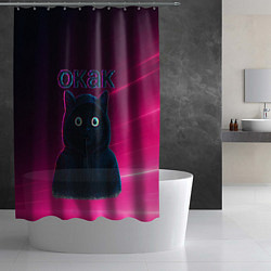 Шторка для душа Окак мем с черным котом, цвет: 3D-принт — фото 2