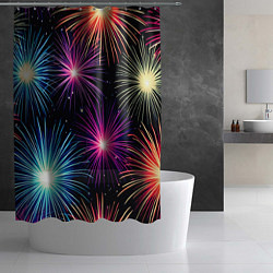 Шторка для душа Стилизованный праздничный салют, цвет: 3D-принт — фото 2