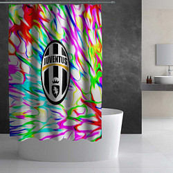 Шторка для душа Ювентус жидкие краски текстура, цвет: 3D-принт — фото 2