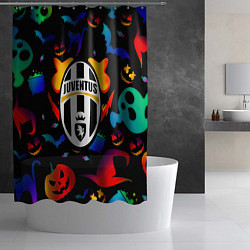 Шторка для душа Juventus хэллоуин неон, цвет: 3D-принт — фото 2