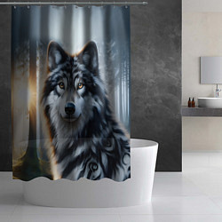 Шторка для душа Морда волка - Россия, цвет: 3D-принт — фото 2