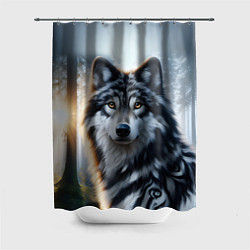 Шторка для ванной Морда волка - Россия