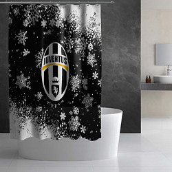 Шторка для душа Ювентус белые снежинки краски, цвет: 3D-принт — фото 2