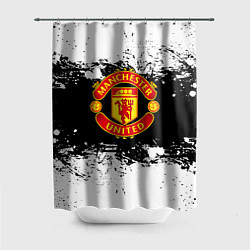 Шторка для ванной Манчестер Юнайтед черно белые краски лого