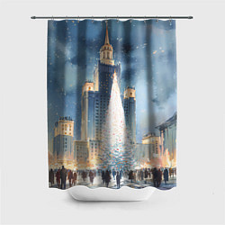 Шторка для ванной Новый год в Москве