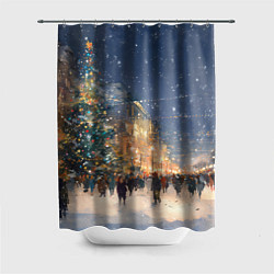 Шторка для ванной Новый год в Москве новогодняя елка