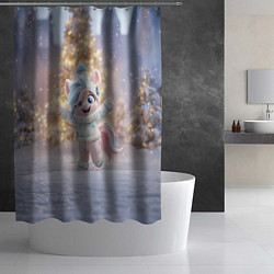 Шторка для душа Маленькая лошадка встречает Новый год, цвет: 3D-принт — фото 2
