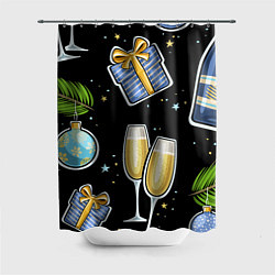 Шторка для душа Новогодний вайб, цвет: 3D-принт