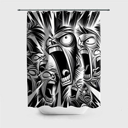 Шторка для ванной Орущие рожицы и чёрные молнии - нейроарт