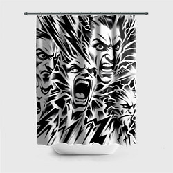 Шторка для ванной Свирепые лица и молнии - нейроарт