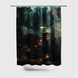 Шторка для душа Ночь тыкв и теней, цвет: 3D-принт