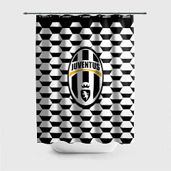 Шторка для ванной Juventus геометрия черно белая