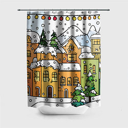 Шторка для душа Новогодний снегопад, цвет: 3D-принт