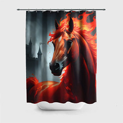 Шторка для ванной Огненная лошадь на сером