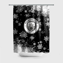 Шторка для ванной Манчестер сити снежинки новый год