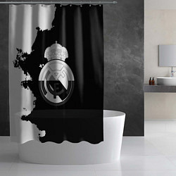 Шторка для душа Реал Мадрид черно белые краски, цвет: 3D-принт — фото 2