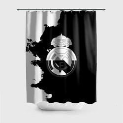 Шторка для душа Реал Мадрид черно белые краски, цвет: 3D-принт