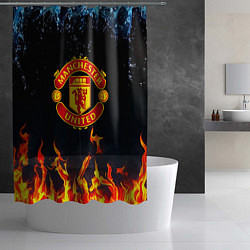Шторка для душа Манчестер Юнайтед лёд и огонь, цвет: 3D-принт — фото 2