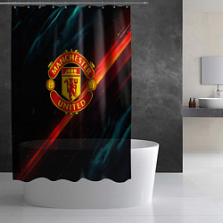 Шторка для душа Манчестер Юнайтед абстракция, цвет: 3D-принт — фото 2