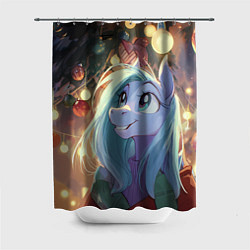 Шторка для ванной Лошадка любуется новогодними лампочками
