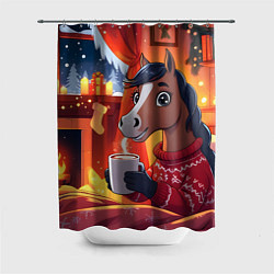 Шторка для ванной Лошадка зимним вечером