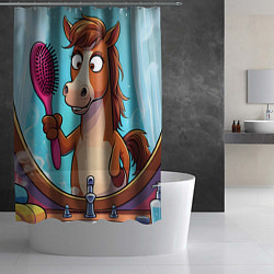 Шторка для душа Лошадка с расческой, цвет: 3D-принт — фото 2