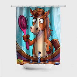 Шторка для ванной Лошадка с расческой
