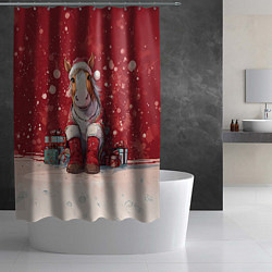 Шторка для душа Лошадка в новогодних сапогах, цвет: 3D-принт — фото 2