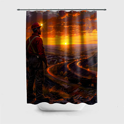 Шторка для ванной Шахтёр на закате