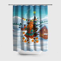 Шторка для ванной Лошадь в национальном костюме